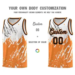 White Gold Orange Snow Mountain Beast Pattern Basketball Jersey 3