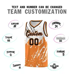 White Gold Orange Snow Mountain Beast Pattern Basketball Jersey 4