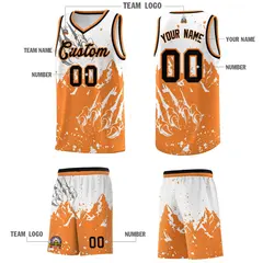 White Gold Orange Snow Mountain Beast Pattern Basketball Jersey 5