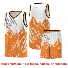 White Gold Orange Snow Mountain Beast Pattern Basketball Jersey 7