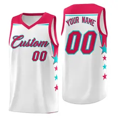 White Gold Orange Star Color Block Two Tone Side Basketball Jersey 1