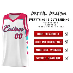 White Gold Orange Star Color Block Two Tone Side Basketball Jersey 2