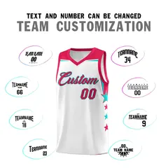 White Gold Orange Star Color Block Two Tone Side Basketball Jersey 4