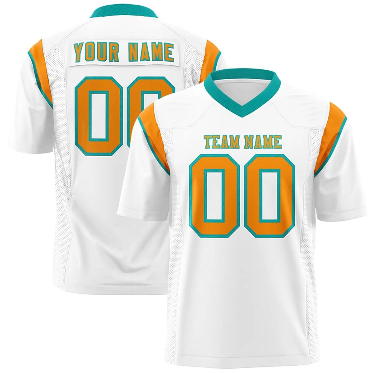 White Gold Orange Two-Tone Shoulder Cut Flag Football Jersey