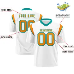 White Gold Orange Two-Tone Shoulder Cut Flag Football Jersey 2