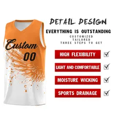 White Gold Orange Wing Pattern Basketball Jersey 2