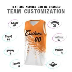 White Gold Orange Wing Pattern Basketball Jersey 4