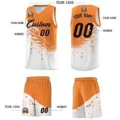 White Gold Orange Wing Pattern Basketball Jersey 5