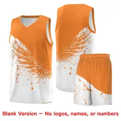 White Gold Orange Wing Pattern Basketball Jersey 7