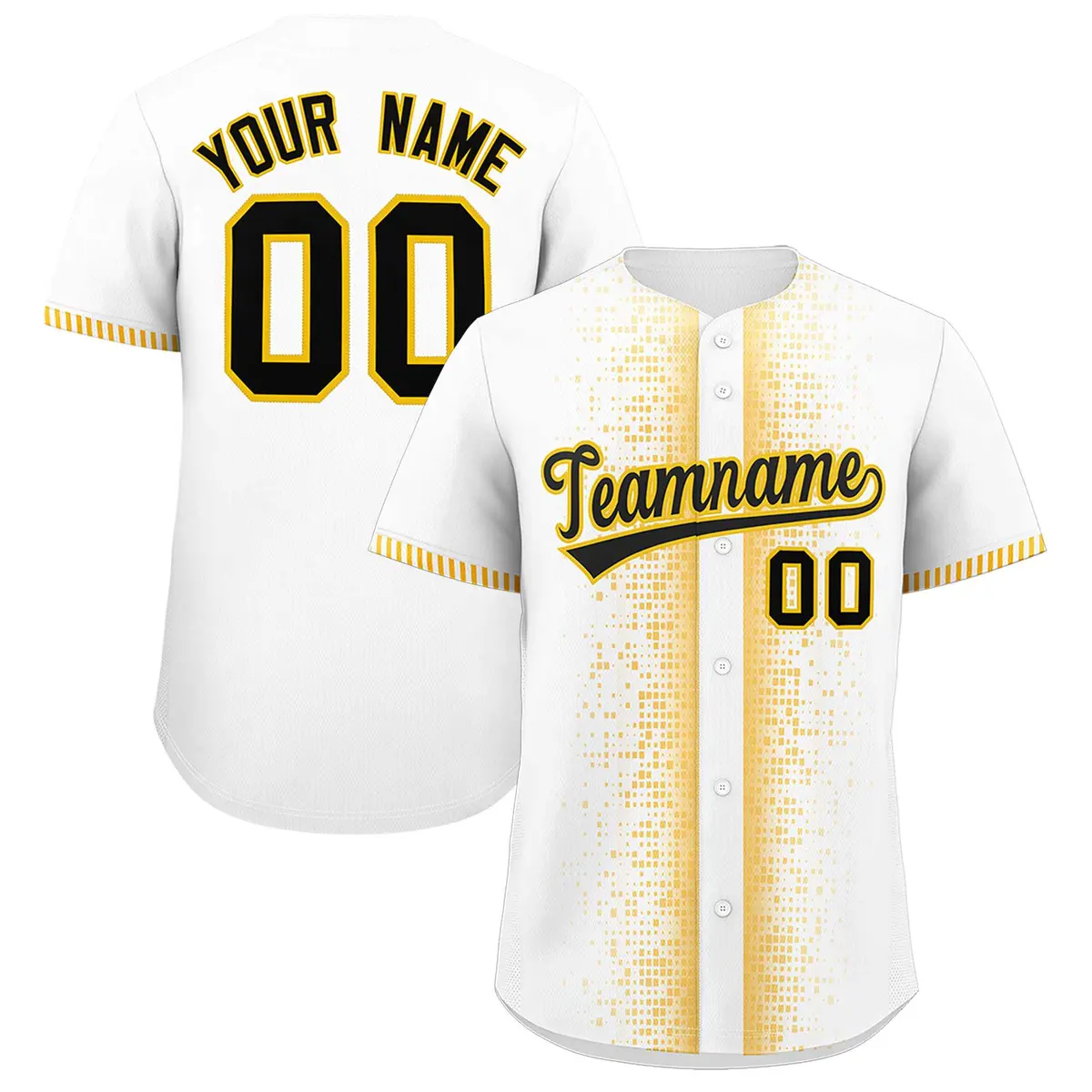 White Gold Phonetic Rhythm Authentic Baseball Jersey