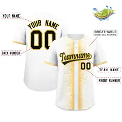White Gold Phonetic Rhythm Authentic Baseball Jersey 2