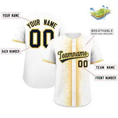 White Gold Phonetic Rhythm Authentic Baseball Jersey 2