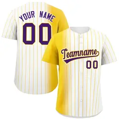 White Gold Pinstripe Gradient Baseball Jersey