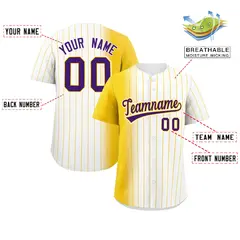 White Gold Pinstripe Gradient Baseball Jersey 2