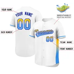 White Gold-Powder Blue Gradient Side Baseball Jersey 2