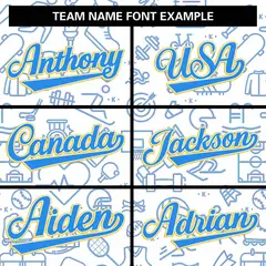 White Gold-Powder Blue Line Graffiti Varsity Raglan Letterman Jacket 5