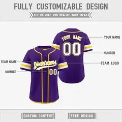 White Gold Purple Reversible Two-Button Baseball Jersey 3