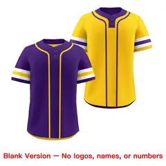 White Gold Purple Reversible Two-Button Baseball Jersey 9