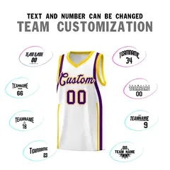 White Gold-Purple Ribbon Pattern Basketball Kits 4