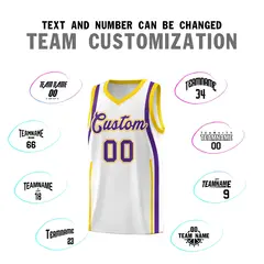 White Gold-Purple Ribbon Pattern Basketball Kits 4