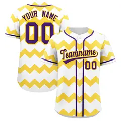 White Gold-Purple Ripple Design Authentic Baseball Jersey 1