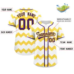 White Gold-Purple Ripple Design Authentic Baseball Jersey 2