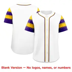 White Gold Purple Sleeve Flag Lace Baseball Jersey 7