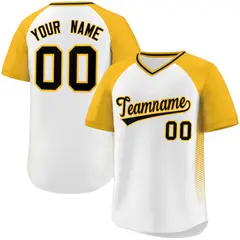 White Gold Raglan Side Spot Pullover Baseball Jersey
