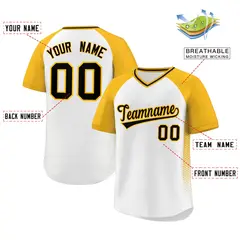 White Gold Raglan Side Spot Pullover Baseball Jersey 2