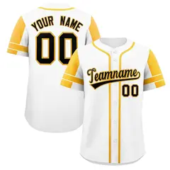 White Gold Raglan Sleeve Authentic Baseball Jersey