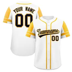 White Gold Raglan Sleeve Authentic Baseball Jersey 1