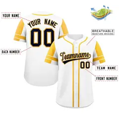 White Gold Raglan Sleeve Authentic Baseball Jersey 2