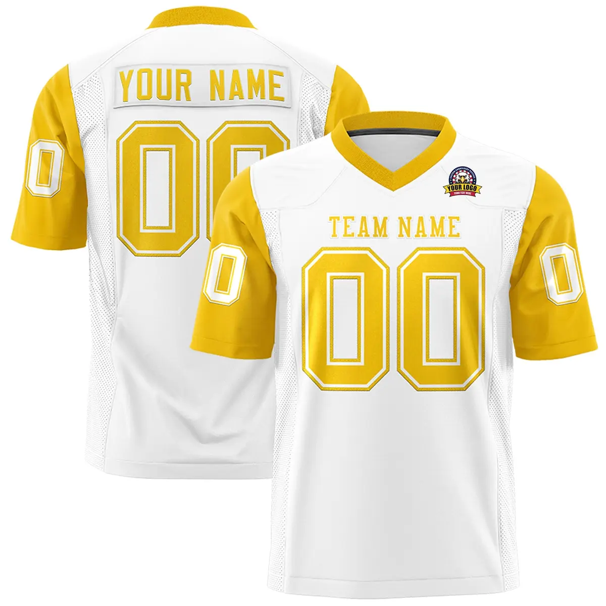 White Gold Raglan Sleeves Authentic Football Jersey