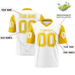 White Gold Raglan Sleeves Authentic Football Jersey 2