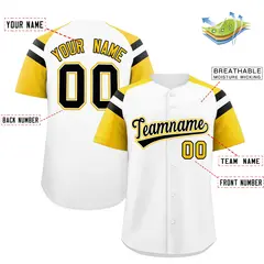 White Gold Raglan Sleeves Contrast Baseball Jersey 2