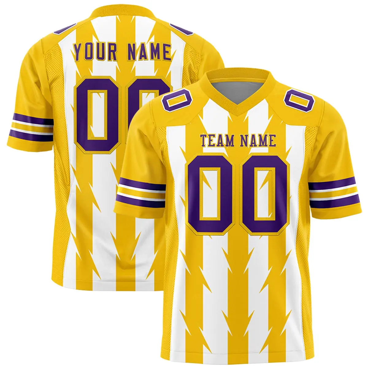 White Gold Razr Stripe Graffiti Flag Football Jersey