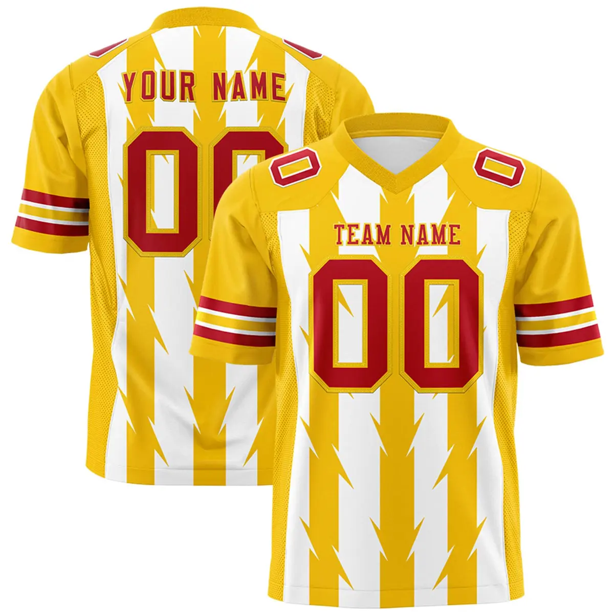 White Gold Razr Stripe Graffiti Flag Football Jersey