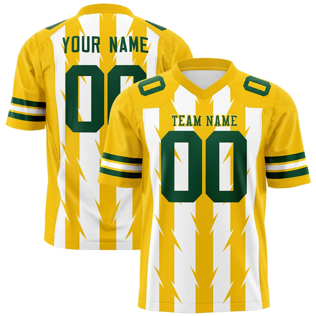 White Gold Razr Stripe Graffiti Flag Football Jersey