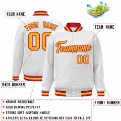 White Gold-Red Classic Varsity Full-Snap Letterman Jacket 2