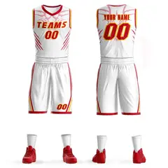 White Gold-Red Graffiti Claw Element Basketball Jersey