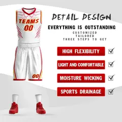 White Gold-Red Graffiti Claw Element Basketball Jersey 2