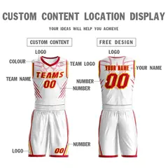 White Gold-Red Graffiti Claw Element Basketball Jersey 3