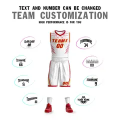 White Gold-Red Graffiti Claw Element Basketball Jersey 4