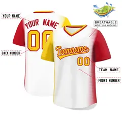 White Gold-Red Raglan Pullover Authentic Baseball Jersey 2
