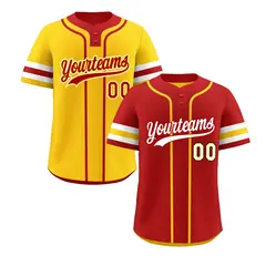 White Gold Red Reversible Two-Button Baseball Jersey