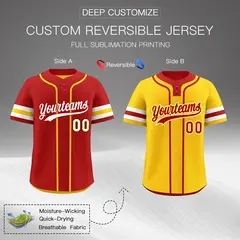 White Gold Red Reversible Two-Button Baseball Jersey 2