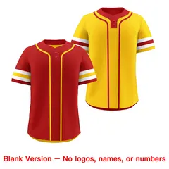 White Gold Red Reversible Two-Button Baseball Jersey 9
