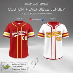 White Gold Red Reversible Two-Button Baseball Jersey 2