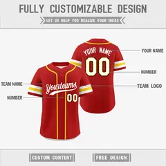 White Gold Red Reversible Two-Button Baseball Jersey 3