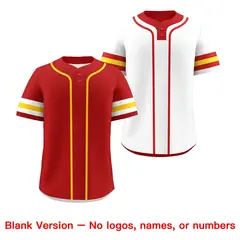 White Gold Red Reversible Two-Button Baseball Jersey 9